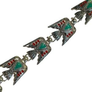 Silver and Turquoise thunderBird Bracelet
